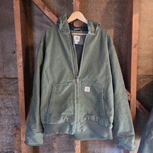 Carhartt Olive Green Full-Zip Hoodie